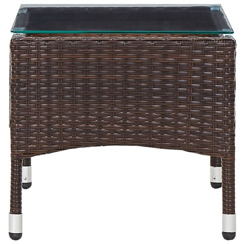 vidaXL PE Rattan with Glass Outdoor Table in Brown