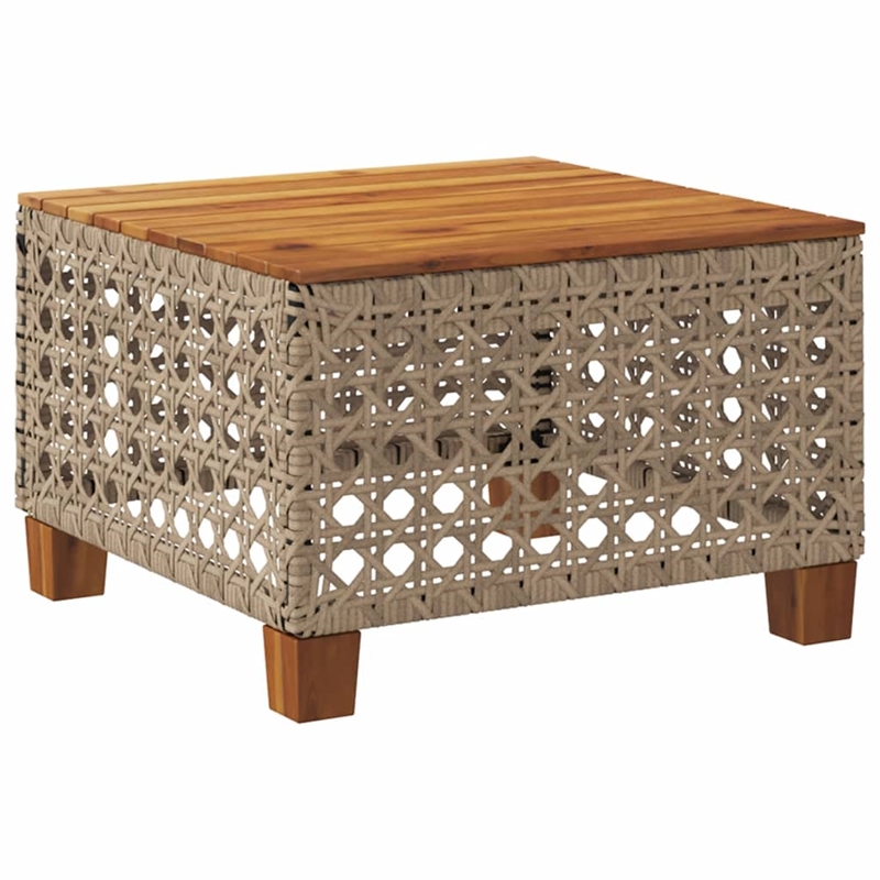 vidaXL Poly Rattan Medium Garden Dining Table in Beige and Brown