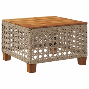 vidaXL Poly Rattan Medium Garden Dining Table in Beige and Brown