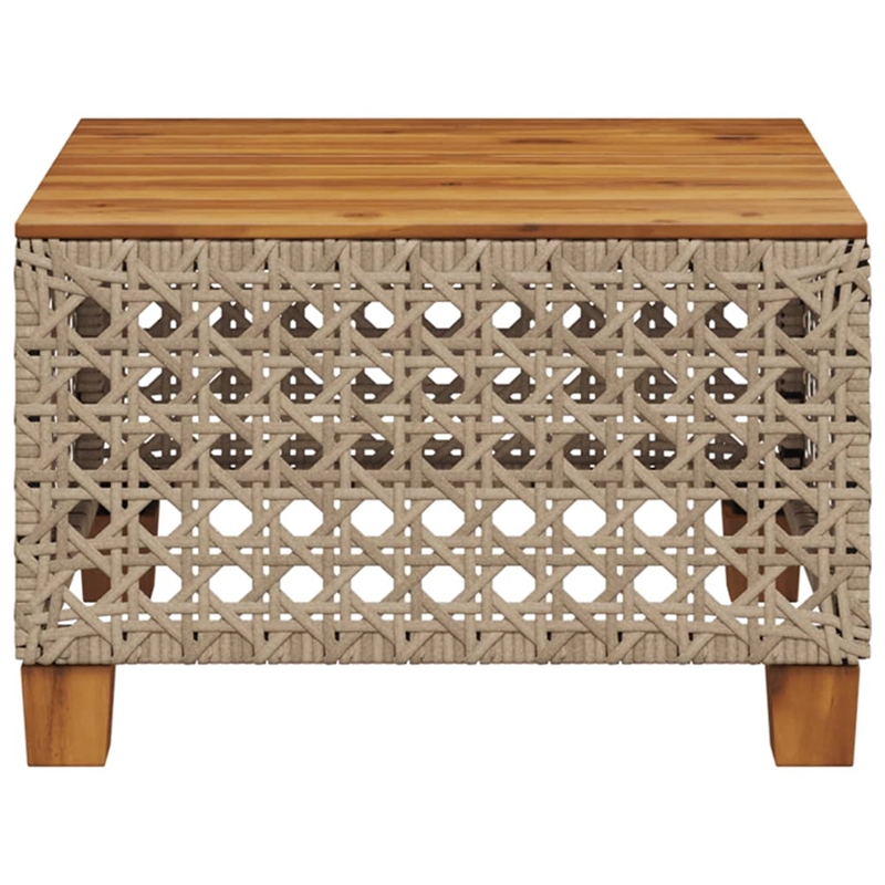 vidaXL Poly Rattan Medium Garden Dining Table in Beige and Brown