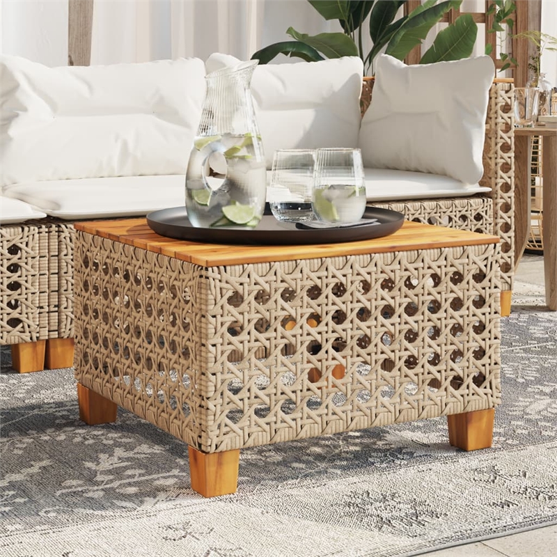 vidaXL Poly Rattan Medium Garden Dining Table in Beige and Brown