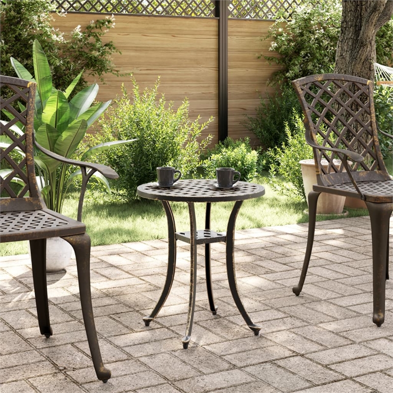 vidaXL Cast Aluminum Medium Garden Dining Table in Bronze