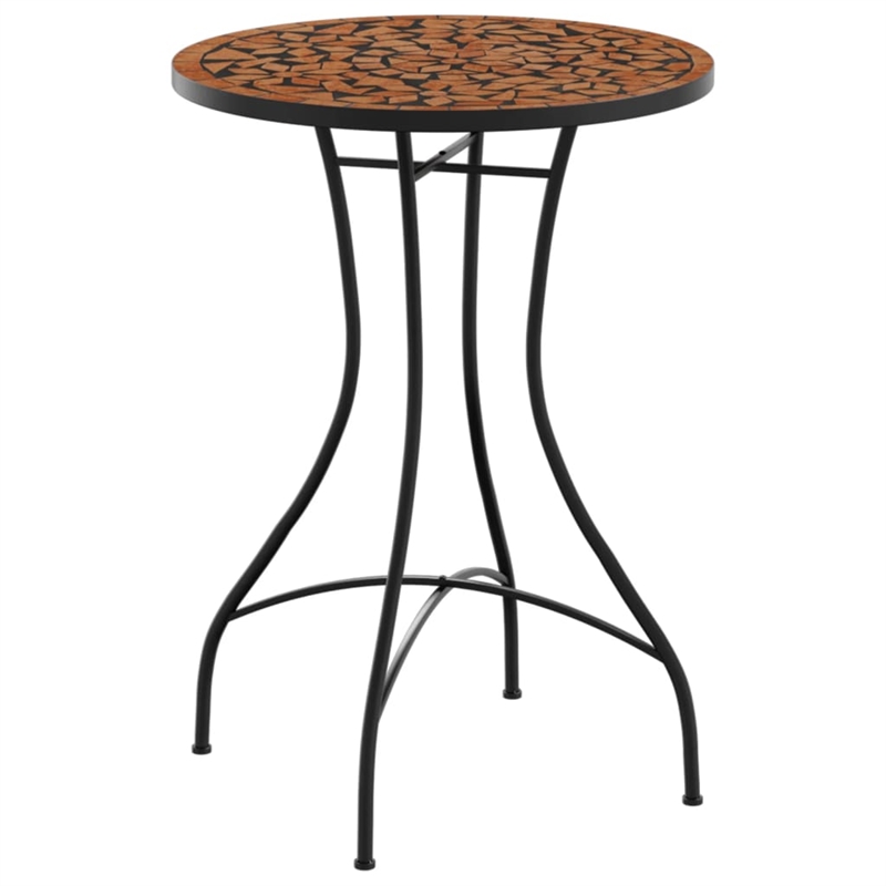 vidaXL Powder-Coated Iron Mosaic Bistro Table in Terracotta