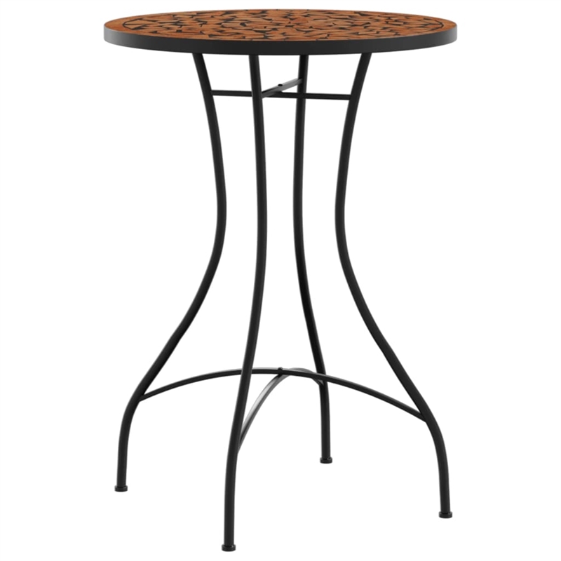 vidaXL Powder-Coated Iron Mosaic Bistro Table in Terracotta