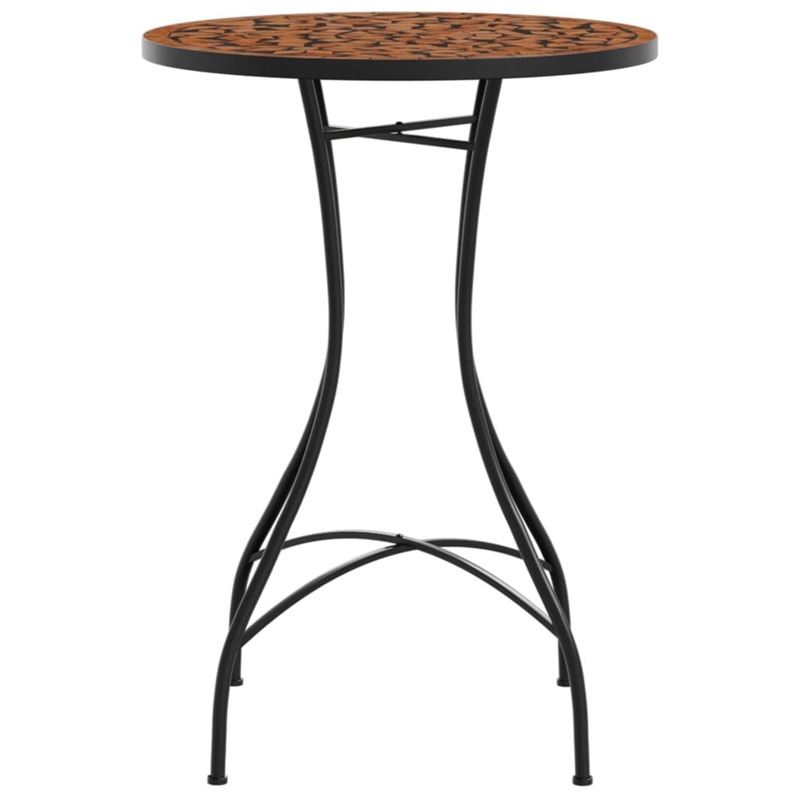 vidaXL Powder-Coated Iron Mosaic Bistro Table in Terracotta