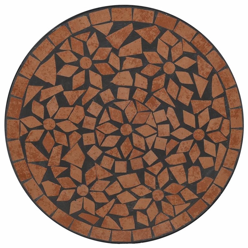 vidaXL Powder-Coated Iron Mosaic Bistro Table in Terracotta