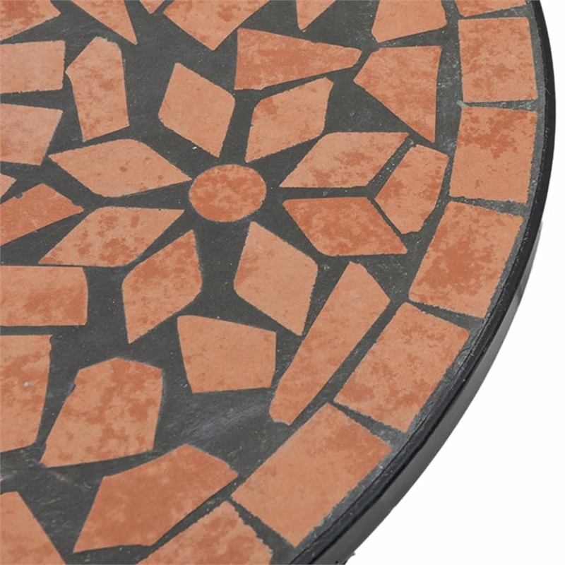 vidaXL Powder-Coated Iron Mosaic Bistro Table in Terracotta