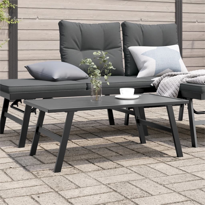 vidaXL Powder-coated steel Medium Durable Garden Coffee Table in Black