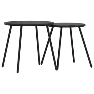 vidaXL Powder-Coated Steel Garden Coffee Table in Black (Set of 2)