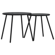 vidaXL Powder-Coated Steel Garden Coffee Table in Black (Set of 2)