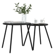 vidaXL Powder-Coated Steel Garden Coffee Table in Black (Set of 2)