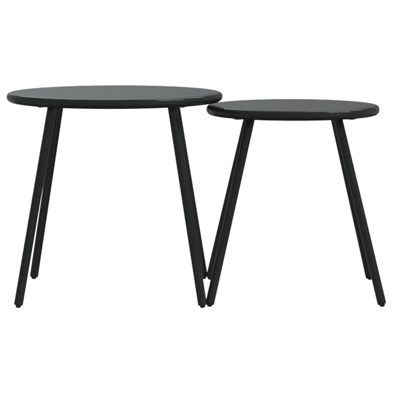 vidaXL Powder-Coated Steel Garden Coffee Table in Black (Set of 2)