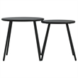 vidaXL Powder-Coated Steel Garden Coffee Table in Black (Set of 2)