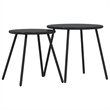 vidaXL Powder-Coated Steel Garden Coffee Table in Black (Set of 2)