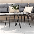 vidaXL Powder-Coated Steel Garden Coffee Table in Black (Set of 2)