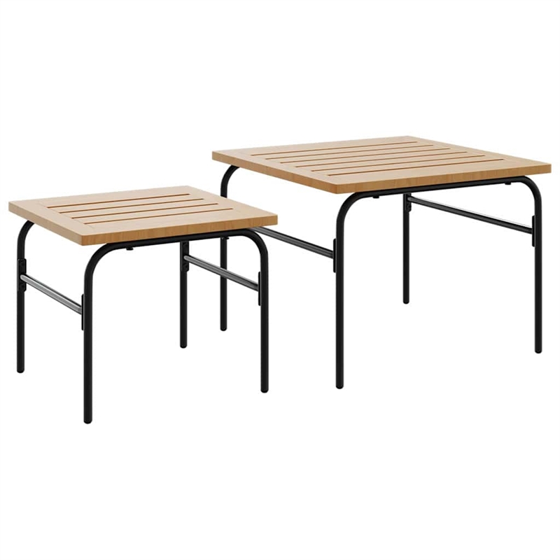 vidaXL 2 Pieces Garden Nesting Coffee Table Set in Brown and Black