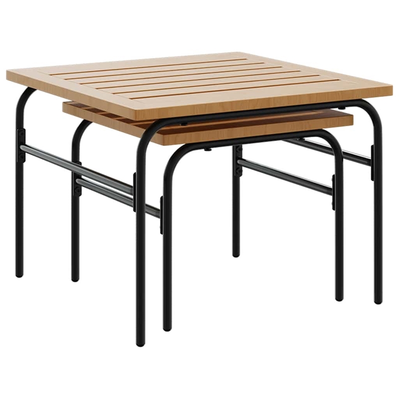 vidaXL 2 Pieces Garden Nesting Coffee Table Set in Brown and Black