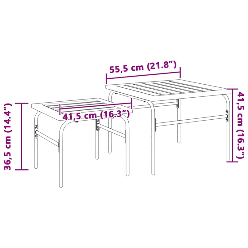 vidaXL 2 Pieces Garden Nesting Coffee Table Set in Brown and Black