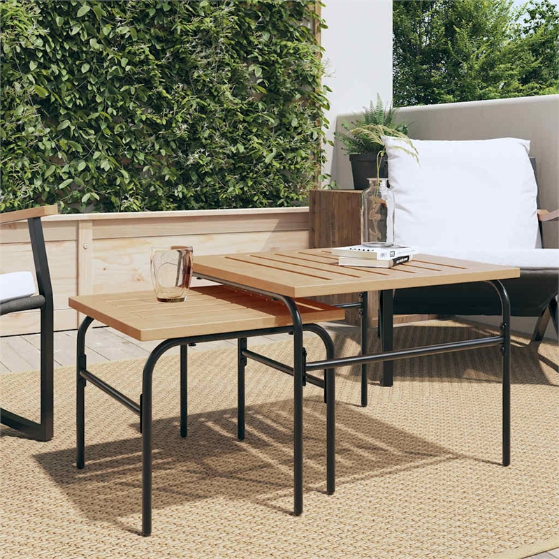 vidaXL 2 Pieces Garden Nesting Coffee Table Set in Brown and Black