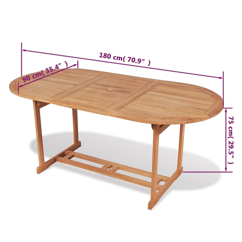vidaXL Solid Teak Wood Dining Table in Teak