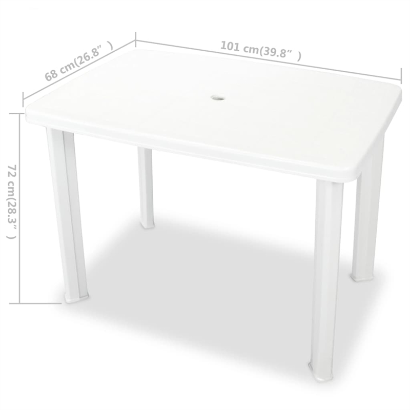 vidaXL Plastic Medium Outdoor Dining Table in White