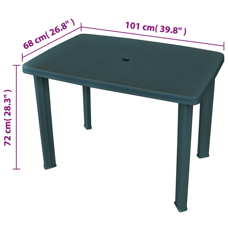 vidaXL Plastic Medium Outdoor Dining Table in Green