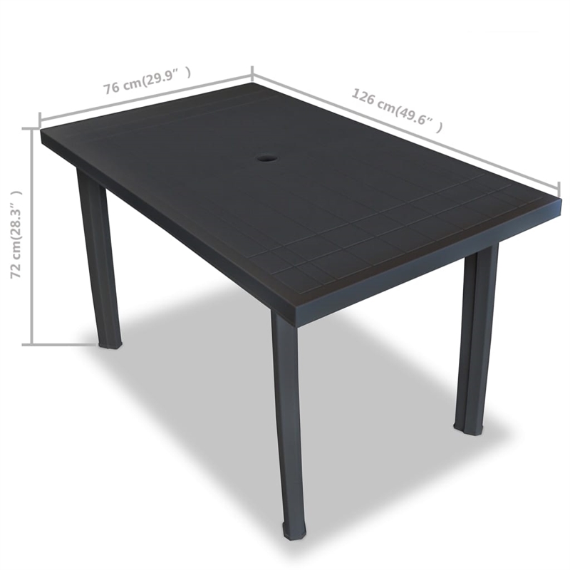 vidaXLPlastic Outdoor Dining Table in Anthracite/Gray