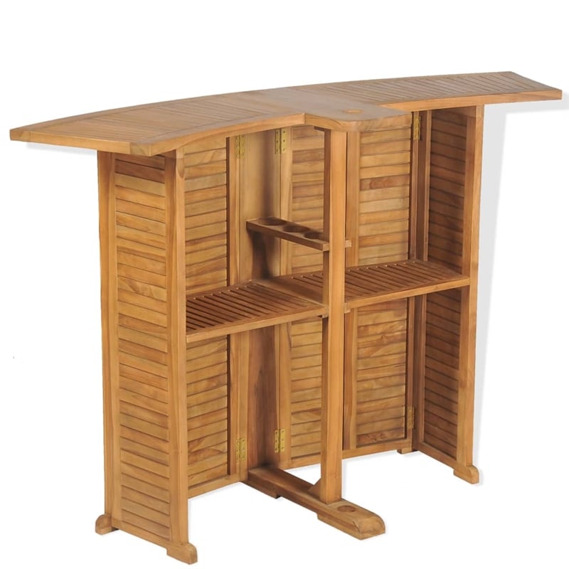 vidaXL Solid Teak Wood Bar Table in Brown
