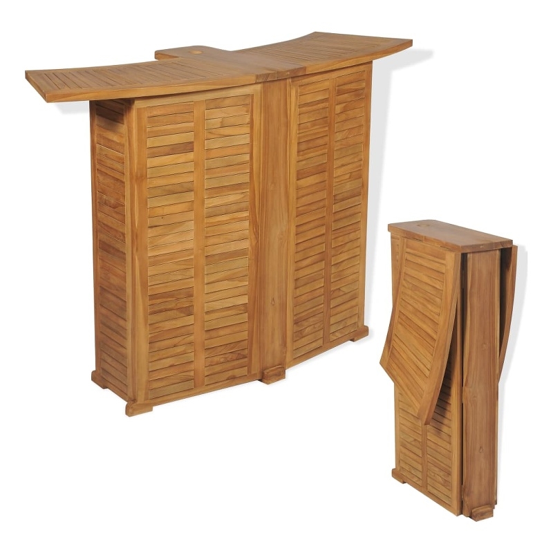 vidaXL Solid Teak Wood Bar Table in Brown