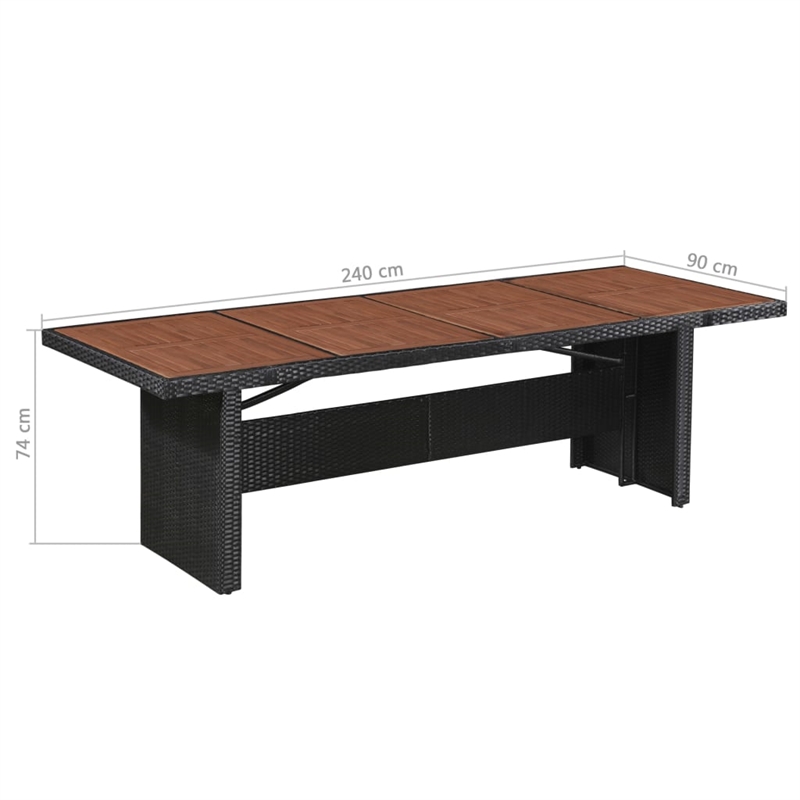 vidaXL Poly Rattan Dining Table in Brown and Black
