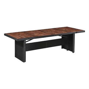 vidaXL Poly Rattan Dining Table in Brown and Black