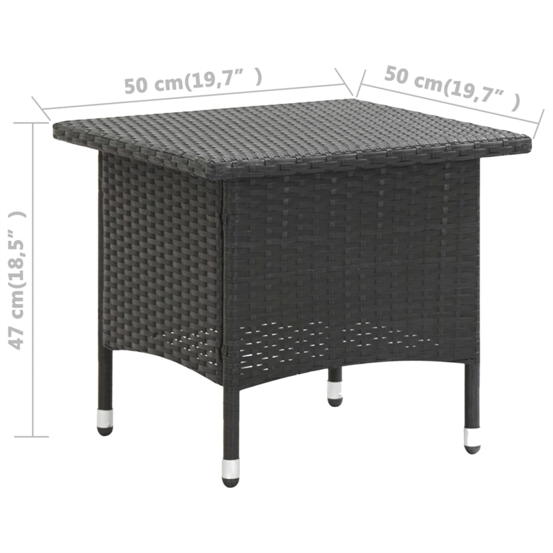 vidaXL PE Rattan Outdoor Table in Black