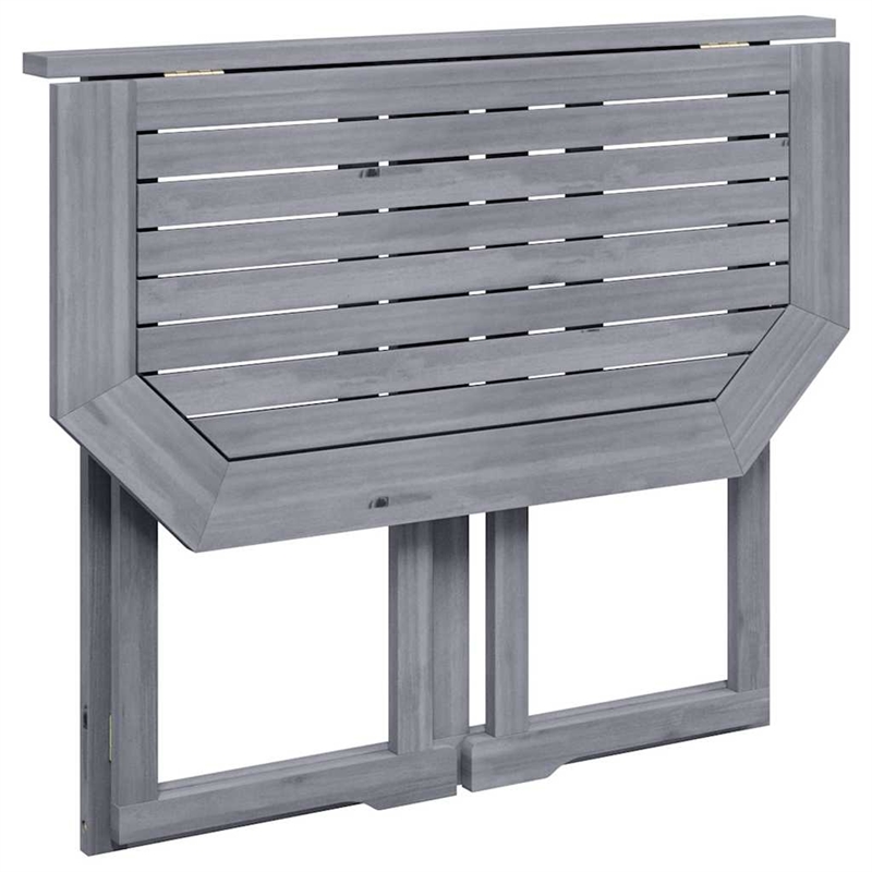 vidaXL Solid Acacia Wood Balcony Table in Gray
