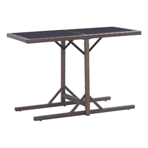 vidaXL Poly Rattan Outdoor Dining Table in Brown