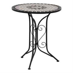 vidaXL Iron Frame with Ceramic Top Table in Black and Gray