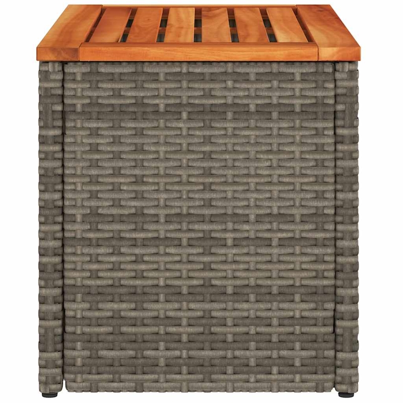 vidaXL PE Rattan with Solid Acacia Wood Garden Side Table in Gray and Brown