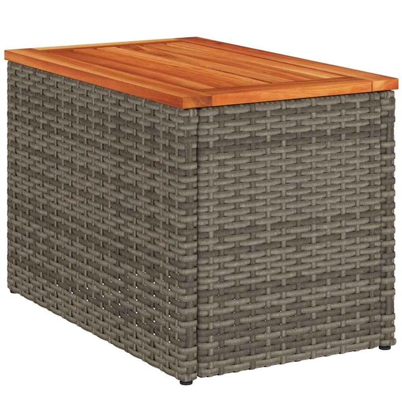 vidaXL PE Rattan with Solid Acacia Wood Garden Side Table in Gray and Brown