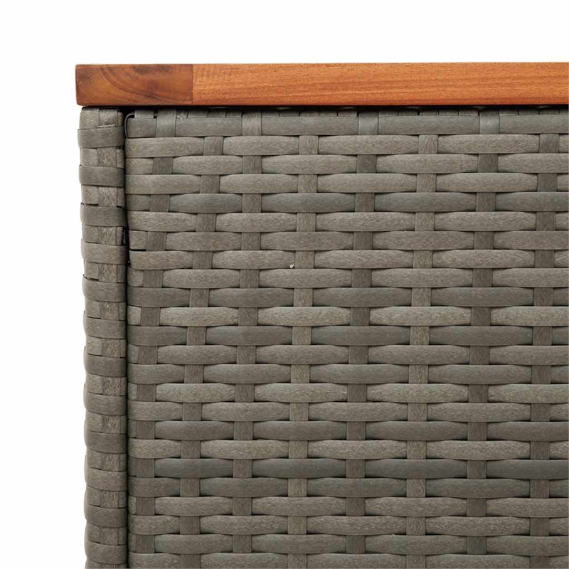 vidaXL PE Rattan with Solid Acacia Wood Garden Side Table in Gray and Brown