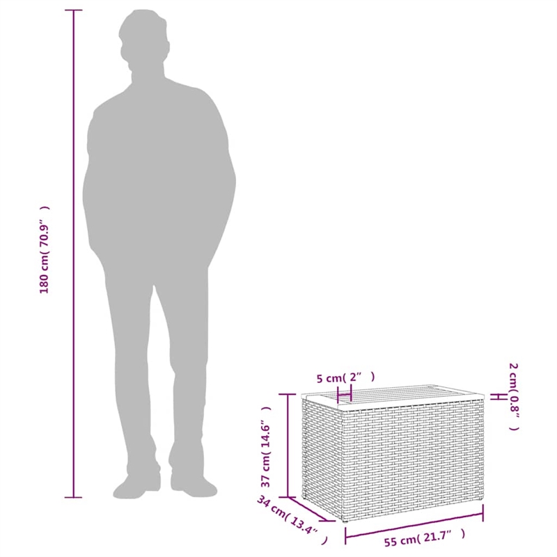 vidaXL PE Rattan with Solid Acacia Wood Garden Side Table in Gray and Brown