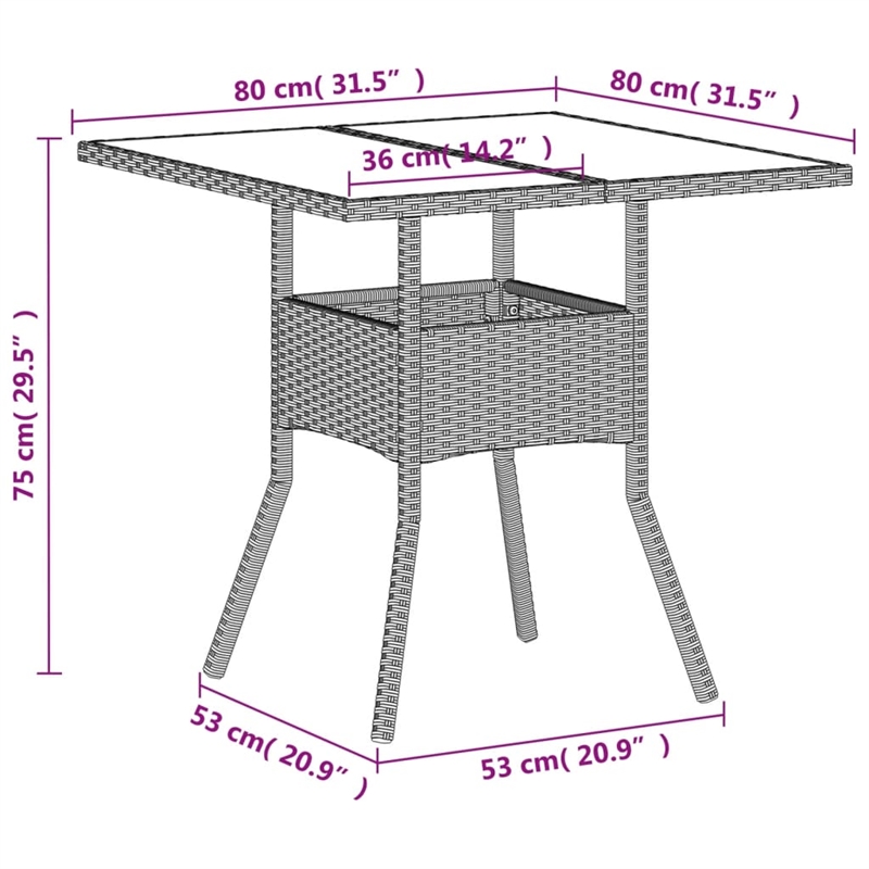 vidaXL PE Rattan Medium Garden Coffee Table in Light Gray