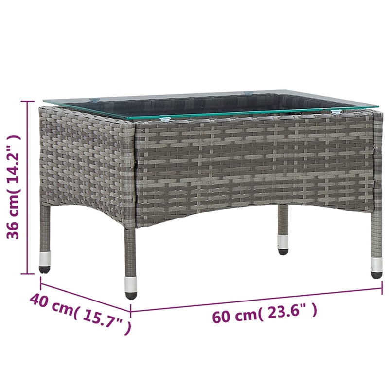 vidaXL Poly Rattan Outdoor Table in Gray
