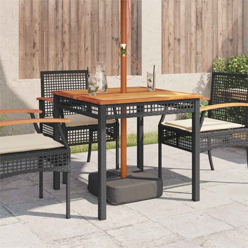 vidaXL PE Rattan Garden Dining Table in Black and Brown