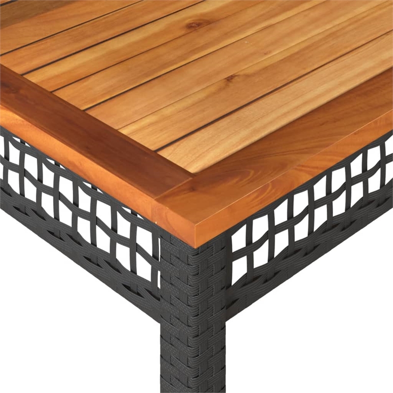 vidaXL PE Rattan Garden Dining Table in Black and Brown
