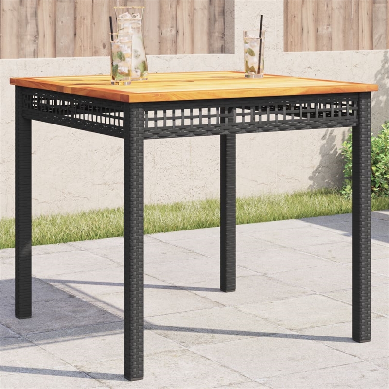 vidaXL PE Rattan Garden Dining Table in Black and Brown