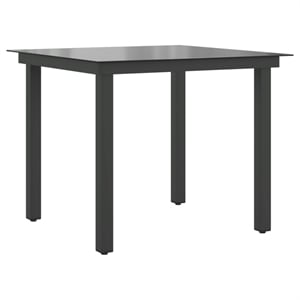 vidaXL Aluminum and Glass Garden Dining Table in Black