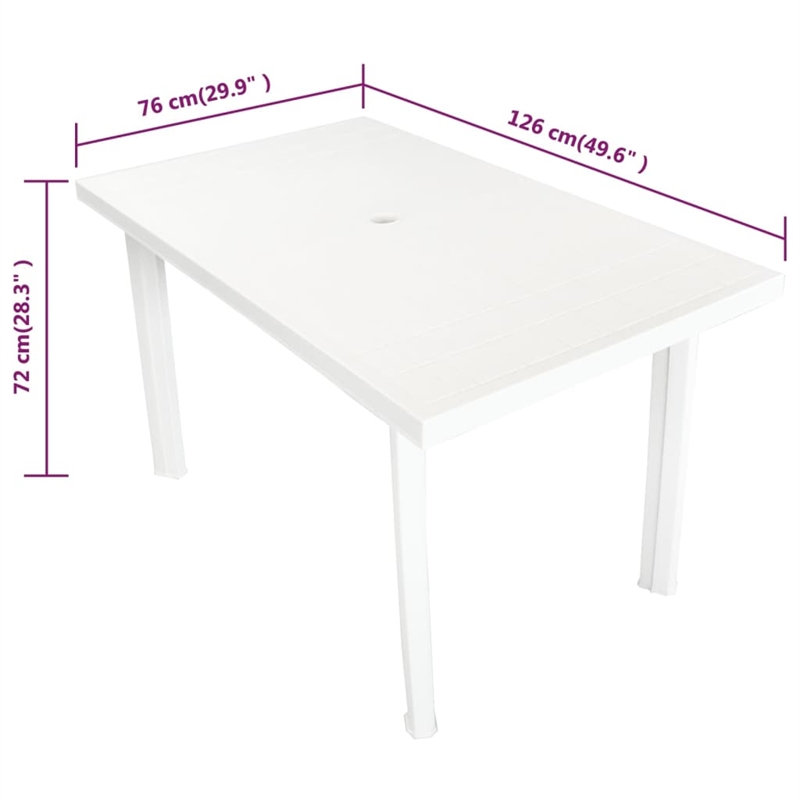 vidaXL Plastic Outdoor Dining Table in White