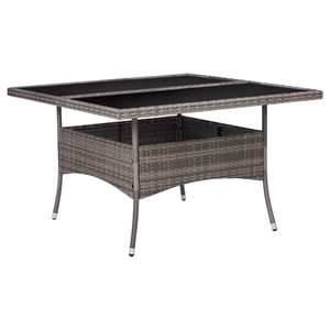 vidaXL PE Rattan Garden Table in Gray