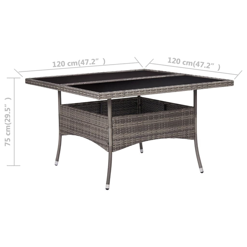 vidaXL PE Rattan Garden Table in Gray