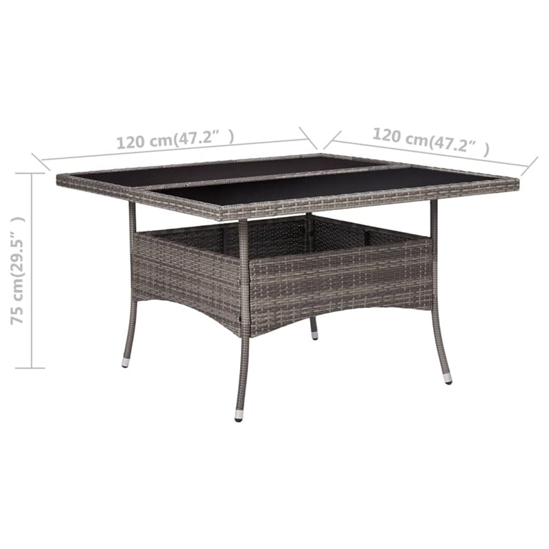 vidaXL PE Rattan Garden Table in Gray