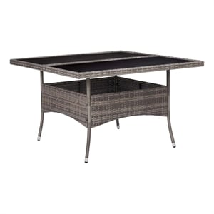 vidaXL PE Rattan Garden Table in Gray